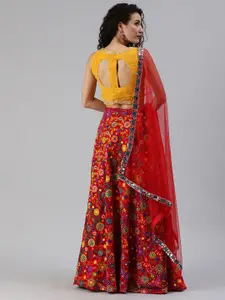 Ethnovog Yellow  Multicoloured Embroidered Made to Measure Lehenga  Blouse with Dupatta