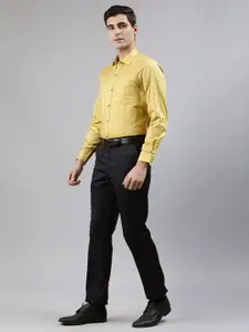 Turtle Men Mustard Yellow Slim Fit Textured Formal Shirt