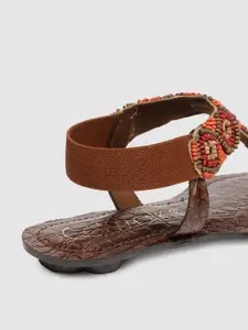 Catwalk Women Multicoloured Embellished T-Strap Flats