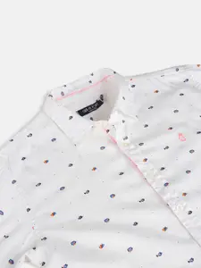 Gini and Jony Boys White Regular Fit Printed Casual Shirt