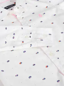 Gini and Jony Boys White Regular Fit Conversational Printed Casual Shirt