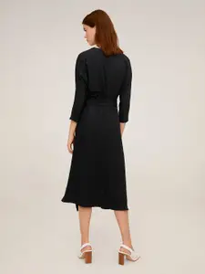 MANGO Women Black Solid Wrap Dress