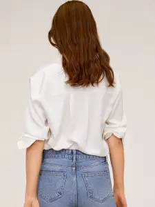 MANGO Women White Regular Fit Solid Casual Shirt