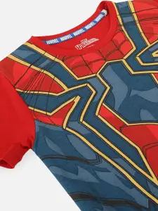 Kids Ville Boys Red  Blue Spiderman Printed Round Neck Pure Cotton T-shirt