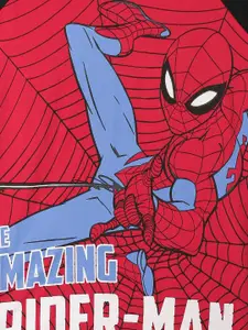 Kids Ville Boys Red Spiderman Printed Round Neck Pure Cotton T-shirt