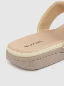 Marc Loire Women Gold-Toned Laser Cut Open Toe Flats