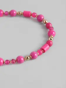 Accessorize Set of 3 Pink Beaded Handcrafted Elasticated Bracelets