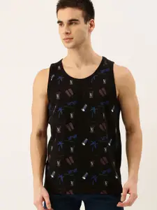 Moda Rapido Men Black Printed Round Neck Pure Cotton T-shirt