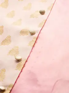 SOJANYA Men Pink & Golden Woven Design Nehru Jacket