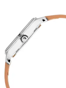 Fastrack Women Silver-Toned & Beige Analogue Watch 6217SL01