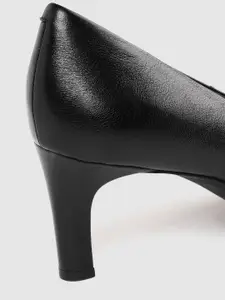 Geox Women Black Leather Solid Pumps