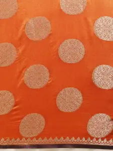 MIMOSA Orange & Gold-Toned Art Silk Embellished Kanjeevaram Saree