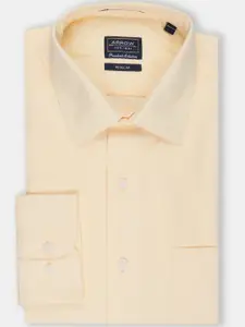 Arrow Men Yellow Regular Fit Self Design Formal Shirt