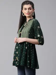 Ahalyaa Ethnic Motifs Printed Pleated Kurti