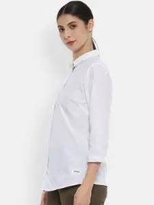 Van Heusen Woman Women White Regular Fit Solid Formal Shirt