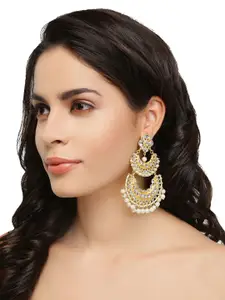 AccessHer Gold-Plated & White Crescent Shaped Chandbalis