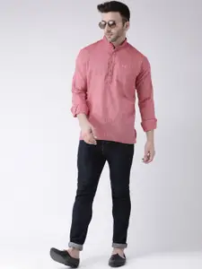 Hangup Men Red Solid Straight Kurta