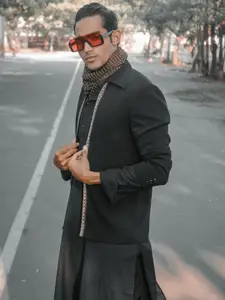 Hangup Men Black Solid Kurta with Pyjamas