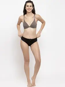 PrettyCat Brown Solid Non-Wired Lightly Padded T-shirt Bra PC-BR-6012-MOUS-30C