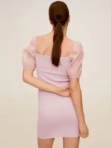 MANGO Women Lavender Solid Bodycon Dress