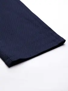 Blackberrys Men Navy Blue B-91 Slim Fit Self Design Regular Trousers