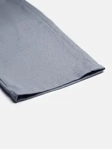 Blackberrys Men Blue & White B-95 Slim Fit Self Design Regular Trousers