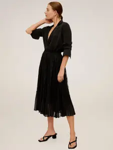 MANGO Black Lace Midi A-Line Skirt