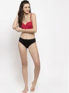 Quttos Red Solid Wired Lightly Padded Balconette Bra QT-BR-4006