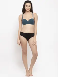 Quttos Green Solid Wired Lightly Padded Balconette Bra QT-BR-4006