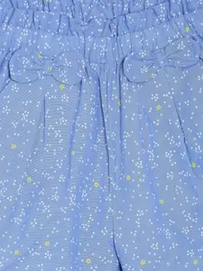 MINI KLUB Girls Blue Printed Regular Fit Regular Shorts