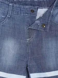 MINI KLUB Boys Blue Striped Regular Fit Denim Shorts