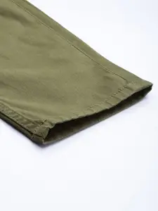 Roadster Men Olive Green Regular Fit Solid Regular Trousers