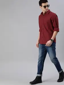 Roadster Men Maroon Pure Cotton Casual Shirt