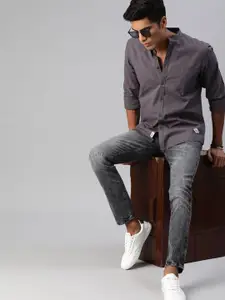 Roadster Men Charcoal Pure Cotton Casual Shirt