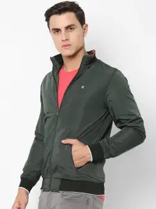 Allen Solly Men Green Colourblocked Windcheater Bomber