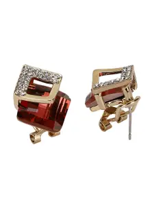 Shining Diva Fashion Gold  Red Contemporary Studs