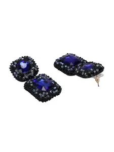 Shining Diva Fashion Blue and Black Contemporary Drop Earrings