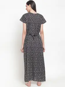 Secret Wish Pack Of 2 Maroon & Black Printed Nightdress