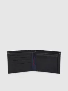 Tommy Hilfiger Men Black Genuine Leather Two Fold Wallet