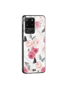 DailyObjects Pink & White Flowers Marble Samsung Galaxy S20 Ultra Glass Mobile Case Cover