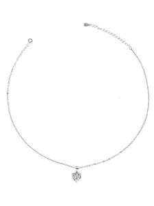GIVA 925 Silver Anushka Sharma Silver Solitaire Heart Pendant with Link Chain