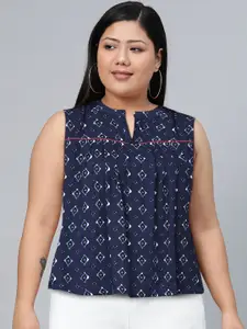 Tokyo Talkies Women Navy Blue Printed A-Line Top