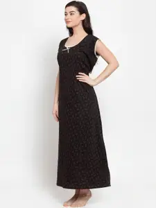 Secret Wish Black & Grey Printed Nightdress