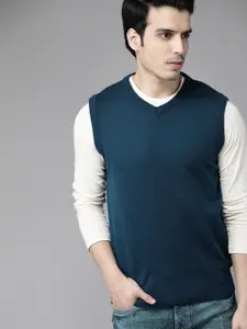 Roadster Men Navy Blue Solid Sweater Vest