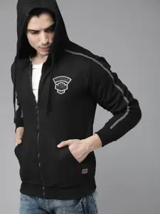 Roadster Men Black Solid Hooded Sweatshirt