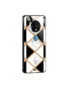 DailyObjects Black & White Marble III 50 OnePlus 7T Glass Mobile Cover