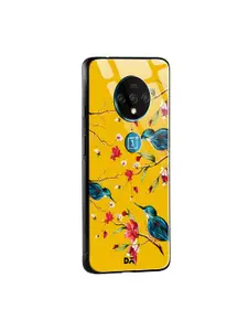 DailyObjects Yellow & Blue Melody Birds OnePlus 7T Glass Mobile Case