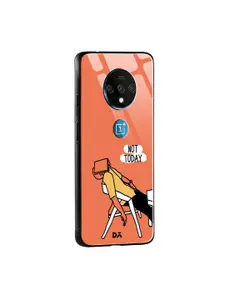 DailyObjects Orange & Yellow Not Today OnePlus 7T Glass Mobile Cover