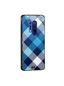 DailyObjects Navy Blue & White Medium Static Nightfall Checks OnePlus 8 Pro Glass Mobile Case