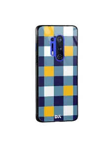 DailyObjects Blue & White Quartet Checks OnePlus 8 Pro Glass Mobile Case
